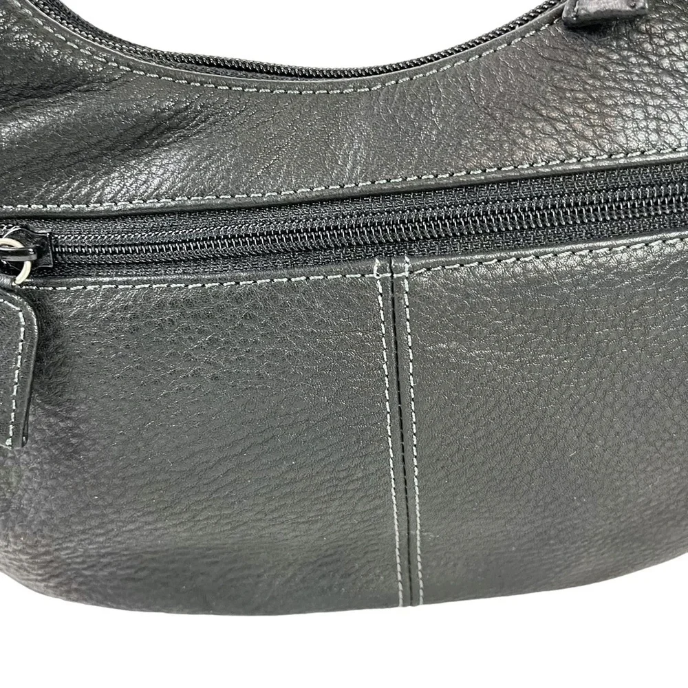 Tignanello Black Genuine Leather Hobo Handbag Shoulder Bag Purse Tote Satchel
